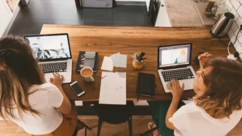 marketing team laptop with content creation tools