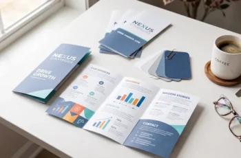 brochures flat on desk in office