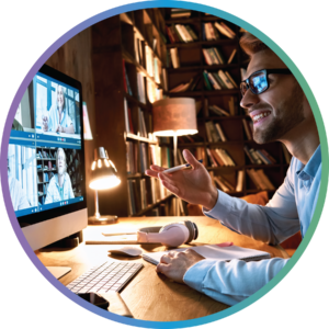 man having remote online conference call 1