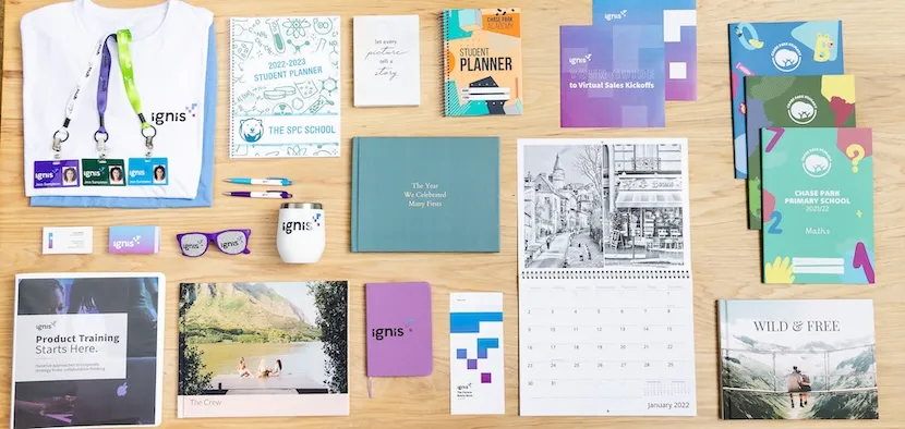 selection of marketing materials on a table
