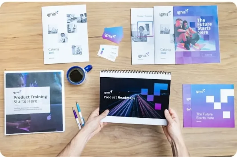 selection of printed marketing materials