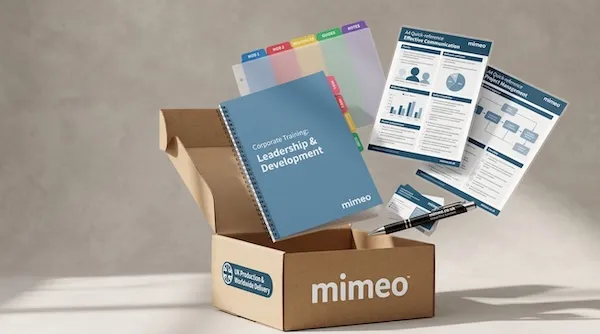 printed training manuals flying out of mimeo box