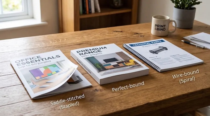 Different catalogue binding options for business printing